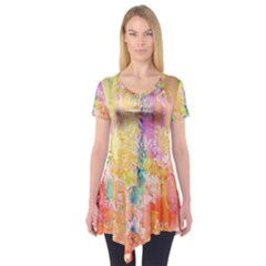 Watercolour Watercolor Paint Ink Short Sleeve Tunic  by Nexatart