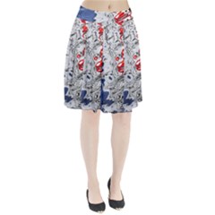 Water Reflection Abstract Blue Pleated Skirt