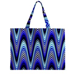 Waves Wavy Blue Pale Cobalt Navy Zipper Mini Tote Bag by Nexatart