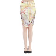 Swirl Flower Curlicue Greeting Card Midi Wrap Pencil Skirt by Nexatart