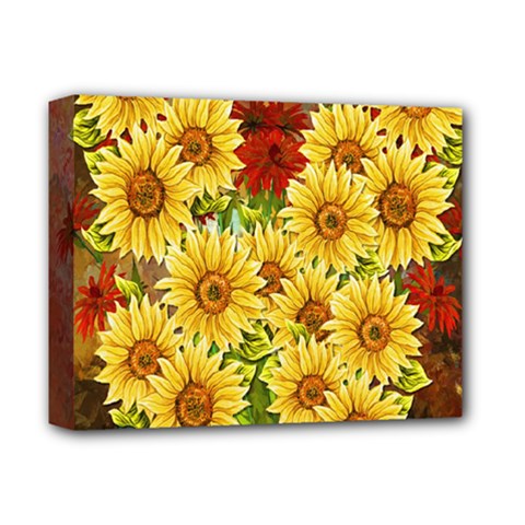 Sunflowers Flowers Abstract Deluxe Canvas 14  X 11  by Nexatart