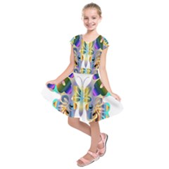 Abstract Animal Art Butterfly Kids  Short Sleeve Dress by Amaryn4rt