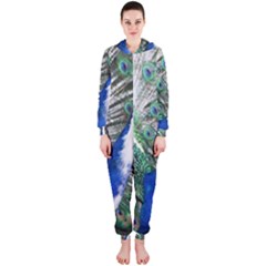 Animal Photography Peacock Bird Hooded Jumpsuit (ladies) 