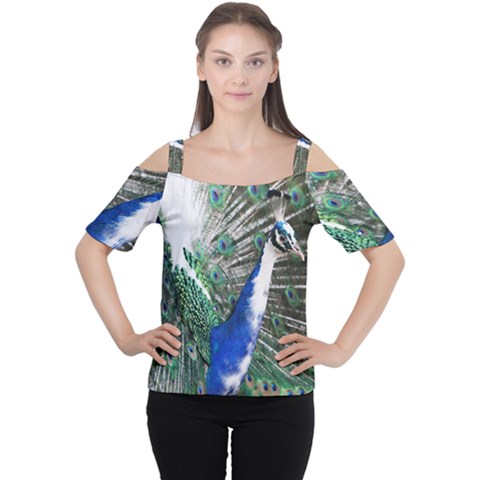 Animal Photography Peacock Bird Women s Cutout Shoulder Tee by Amaryn4rt