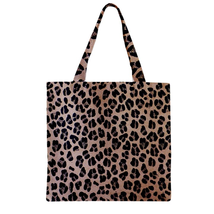 Background Pattern Leopard Zipper Grocery Tote Bag