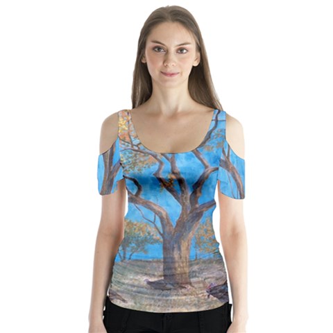 Turkeys Butterfly Sleeve Cutout Tee  by digitaldivadesigns