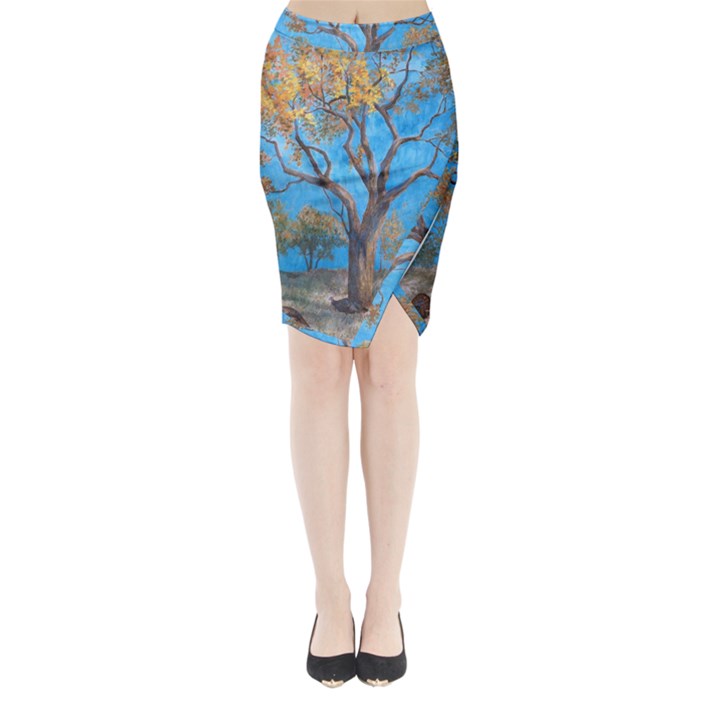 Turkeys Midi Wrap Pencil Skirt