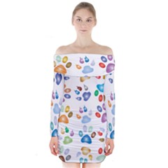 Colorful Prismatic Rainbow Animal Long Sleeve Off Shoulder Dress by Amaryn4rt