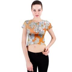 Flowers Background Backdrop Floral Crew Neck Crop Top by Amaryn4rt