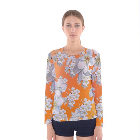 Flowers Background Backdrop Floral Women s Long Sleeve Tee by Amaryn4rt