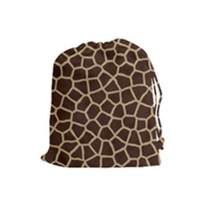 Giraffe Animal Print Skin Fur Drawstring Pouches (large)  by Amaryn4rt