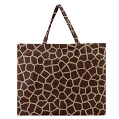 Giraffe Animal Print Skin Fur Zipper Large Tote Bag by Amaryn4rt