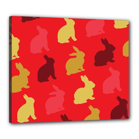 Hare Easter Pattern Animals Canvas 24  X 20 