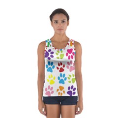 Paw Print Paw Prints Background Women s Sport Tank Top  by Amaryn4rt