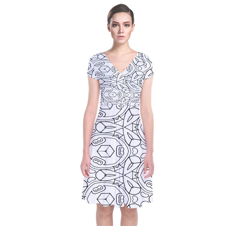 Pattern Silly Coloring Page Cool Short Sleeve Front Wrap Dress