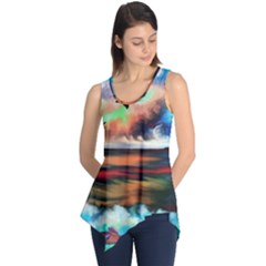 Ocean Waves Birds Colorful Sea Sleeveless Tunic