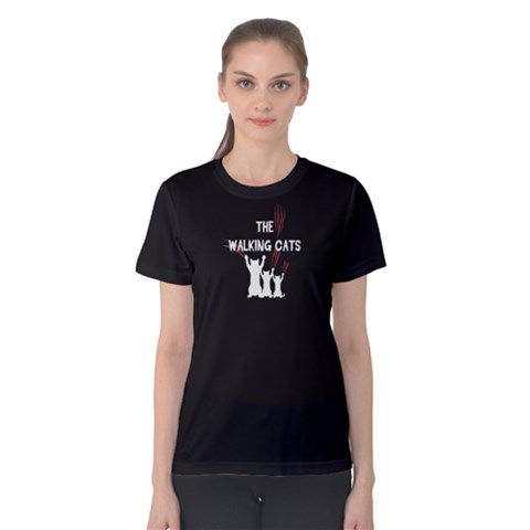Black The Walking Cats Women s Cotton Tee by FunnySaying