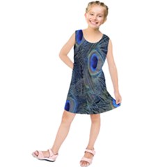 Peacock Feathers Blue Bird Nature Kids  Tunic Dress by Amaryn4rt