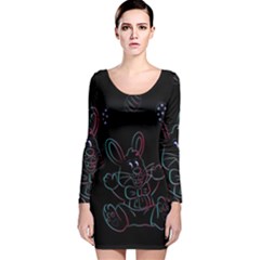 Easter Bunny Hare Rabbit Animal Long Sleeve Velvet Bodycon Dress