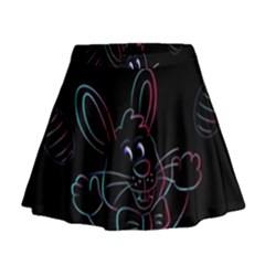 Easter Bunny Hare Rabbit Animal Mini Flare Skirt