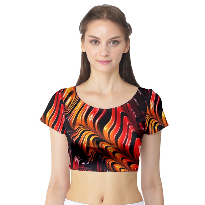 Abstract Fractal Mathematics Abstract Short Sleeve Crop Top (Tight Fit)