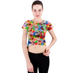 Background Abstract Crew Neck Crop Top