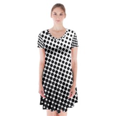 Background Wallpaper Texture Lines Dot Dots Black White Short Sleeve V-neck Flare Dress by Amaryn4rt