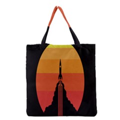 Plane Rocket Fly Yellow Orange Space Galaxy Grocery Tote Bag