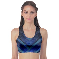 Blue Background Wallpaper Motif Design Sports Bra