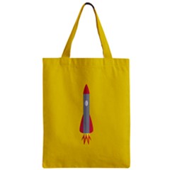 Plane Rocket Space Yellow Zipper Classic Tote Bag