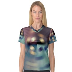 Blur Bokeh Colors Points Lights Women s V-neck Sport Mesh Tee