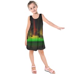 Plaid Light Neon Green Kids  Sleeveless Dress