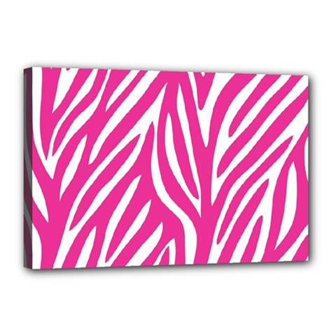 Zebra Skin Pink Canvas 18  X 12 