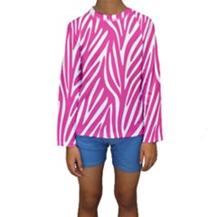 Zebra Skin Pink Kids  Long Sleeve Swimwear