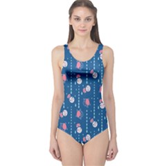 Pig Pork Blue Water Rain Pink King Princes Quin One Piece Swimsuit