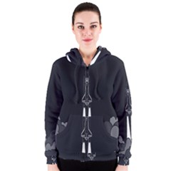 Plane Rocket Grey Women s Zipper Hoodie