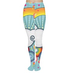 Rainbow Clouds Tree Circle Orange Women s Tights