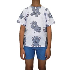 Rhinoceros Animal Rhino Kids  Short Sleeve Swimwear