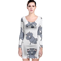 Rhinoceros Animal Rhino Long Sleeve Bodycon Dress