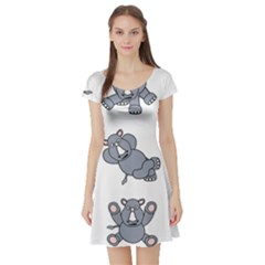 Rhinoceros Animal Rhino Short Sleeve Skater Dress by Alisyart