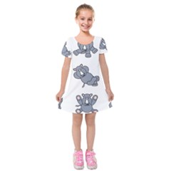 Rhinoceros Animal Rhino Kids  Short Sleeve Velvet Dress