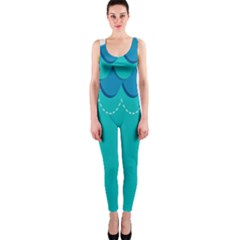 Sea Wave Blue Water Beach Onepiece Catsuit