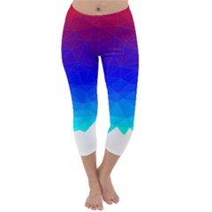 Gradient Red Blue Landfill Capri Winter Leggings  by Amaryn4rt