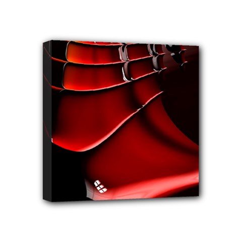 Red Black Fractal Mathematics Abstract Mini Canvas 4  x 4 