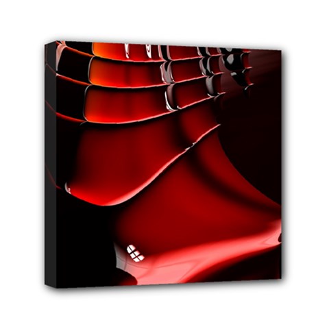 Red Black Fractal Mathematics Abstract Mini Canvas 6  x 6 