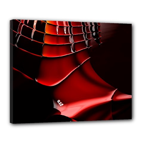 Red Black Fractal Mathematics Abstract Canvas 20  x 16 