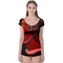 Red Black Fractal Mathematics Abstract Boyleg Leotard 