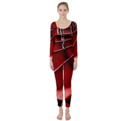 Red Black Fractal Mathematics Abstract Long Sleeve Catsuit