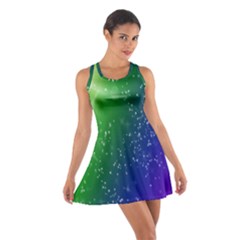 Shiny Sparkles Star Space Purple Blue Green Cotton Racerback Dress