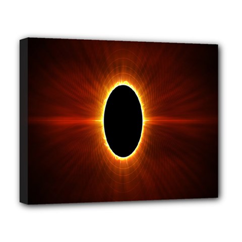 Solar Eclipse Moon Sun Black Night Deluxe Canvas 20  X 16  